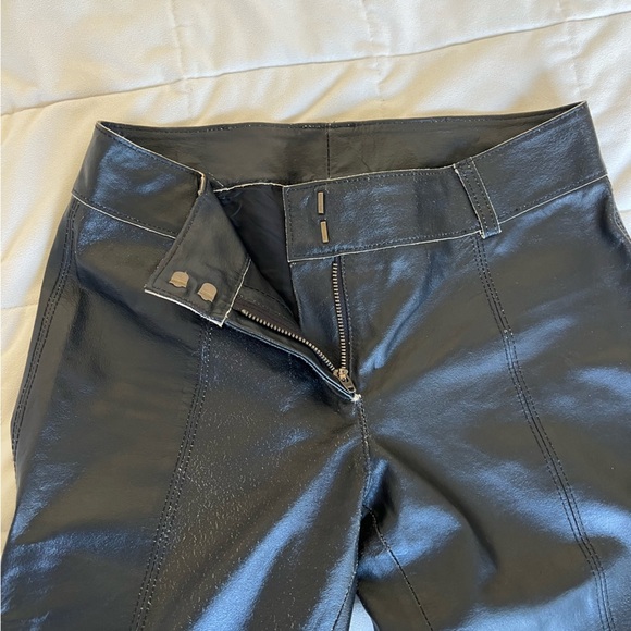 Express Y2K Vintage Black Genuine Leather Low Rise Pants in a Size 3/4